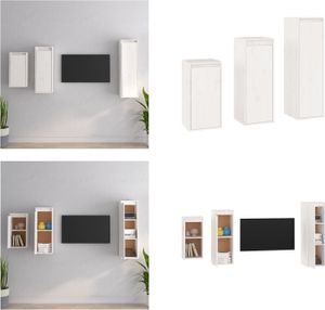 vidaXL TV Schränke 3 Stk. Weiß Massivholz Kiefer - TV-Schrank - TV-Schränke - TV-Schrank Holz - Hängeschrank