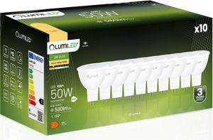 LUMILED GU5.3 LED žiarovky 10 ks sada MR16 6W (50W) 3000K teplá biela 12V 580 lumenov 120° uhol vyžarovania bodové teplé reflektorové žiarovky