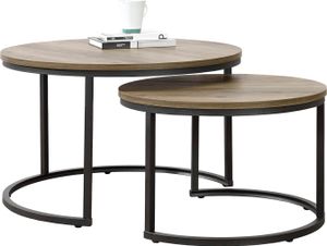 Couchtisch ’Christchurch’ 2er Set Metallgestell Holzoptik/Schwarz