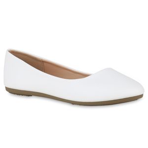VAN HILL Damen Klassische Ballerinas Slippers Schuhe 840129, Farbe: Weiß, Größe: 39
