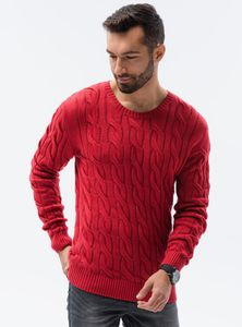 Ombre - Pánsky pletený sveter E195 RED XL