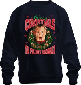 Veselé Vianoce Ya Filthy Animal Kevin McCallister - Home Alone Christmas Xmas Uni vianočný sveter, námorná farba, 3XL