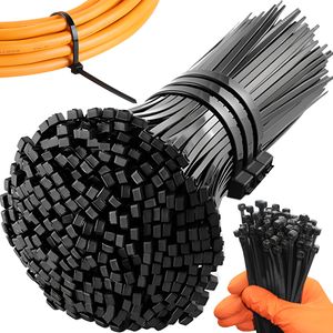 1000 Kabelbinder Schwarz Set UV-Beständig Kabel Binder Klettband Kabelmanagement Industriequalität Groß Hochleistungs Innen Außen 3.6x200mm Retoo