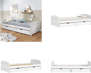 vidaXL Tagesbett mit 2 Schubladen IRUN Weiß 90x200cm Massivholz Kiefer - Tagesbett - Tagesbetten - Sofabett - Gästebett