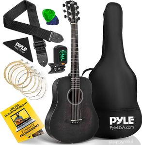 Pyle Akustik Gitarre – Acoustic Guitar with Strings- Western Gitarre 86cm, Gitarre lernen für Anfänger Erwachsene & Kinder, Westerngitarre 1/2