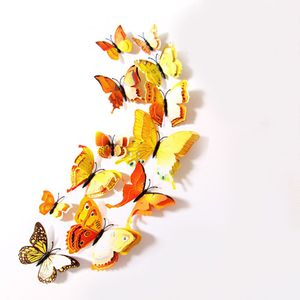 Oblique Unique 3D Schmetterlinge 12er Set Wandtattoo Wandsticker Wanddeko - gelb