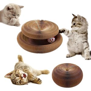 INF Magisches Akkordeon-Kratzspielzeug für Katzen mit Glocke Braun S