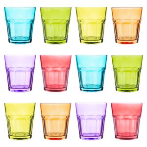 Rink Drink 12 Stück Farbige Wassergläser Set - Vibrant Multicolored Partei-Cocktail-Trinken Tumblers - 305ml - 6 Farben