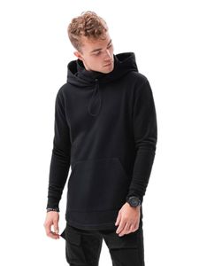 Ombre Herren Sweatshirt Rollkragenpullover mit der Kapuze Baumwolle S-XXL Schwarz S