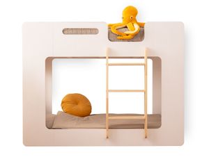 smartwood® Mimi P - Leiter Rechts Etagenbett 100x200 mit Lattenrost und Rausfallschutz - Kinderbett für Jungen und Mädchen - Montessori - Weiß
