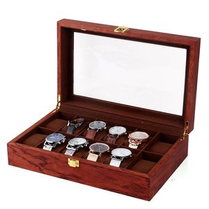 12 slotů Dřevěné hodinky Display Case Storage Box Hodinky Display Box