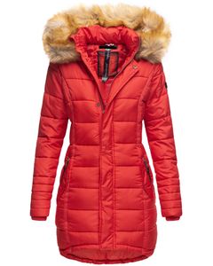 Navahoo PAPAYA Damen Winter Jacke Steppjacke Mantel Parka Kapuze Warm Gefüttert Rot Gr. 36- S