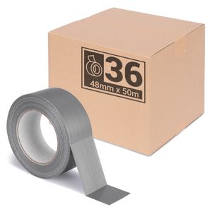 36er Pack | Premium Gewebeband Grau [50m x 48mm] Panzertape Klebeband Reparaturband | hohe Klebekraft | Gaffa Tape
