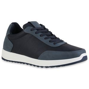 VAN HILL Herren Sneakerlow Flach Profilsohle Bequem Schuhe 840417, Farbe: Dunkelblau, Größe: 41