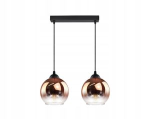 Livigno Home Pendelleuchte mit 2 Glasschirmen, höhenverstellbar, lineare Anordnung, kupferfarbene Schirme