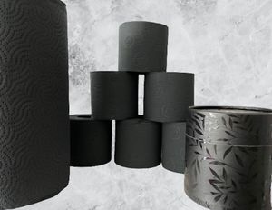 VIVA BLACK - LUXURY Set 3tlg. deSIGN WC Papier geprägt - XXL Handtuchrolle / Küchenrolle - Taschentuch / Kosmetik Zupfbox - color your Life