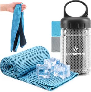 com-four® 2x Kühlhandtuch in Flasche - Cooling Towel Kühltuch - kühlendes Tuch bei Hitze, Müdigkeit, Anstrengung, Sport, Sonnenbrand, Verbrennungen oder Insektenstichen, Camping