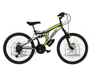 Detský bicykel Horský Canellini COLORADO 24" - 18 rýchlostí - Čierna/ Žltá