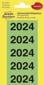AVERY Zweckform Inhaltsschilder "2024" 60 x 26 mm grün 100 Stück