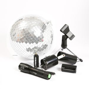 SATISFIRE Discokugel Mobile Party Kit - Ergänzungsset für Spiegelkugel - Motor, Spot, Stativ