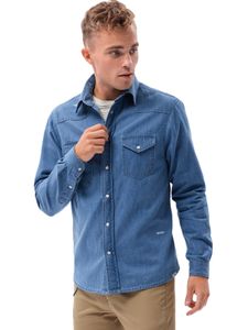 Ombre Clothing Herren Langarmhemd Annak blau L