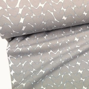 Bio Jersey Stoff Meterware Herzen retro Überbreite sand | 9,90 EUR/m