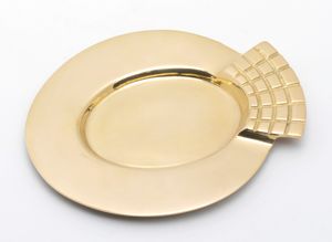 Kerzenteller Messing gold poliert oval (Innen: 7 x 5 cm) für Ovalkerzen, Ellipsenkerzen