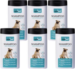 OptiPet 6x250ml Anti-Parasiten-Shampoo für Hunde bekämpft Flöhe, Zecken, Milben, pflegt das Hundefell