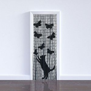WENKO Bambusový záves Mačka a motýľ , 90 x 200 cm