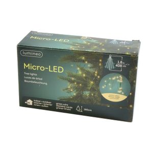 Lumineo Micro LED osvetlenie stromu so 408 LED diódami zeleno biela 180cm