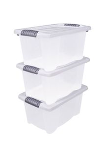 Stapelbox mit Deckel - 3er Set / jeweils 7 Liter - Aufbewahrungs Allzweck Box mit Griff
