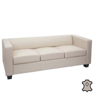3er Sofa Couch Loungesofa Lille  Leder, creme