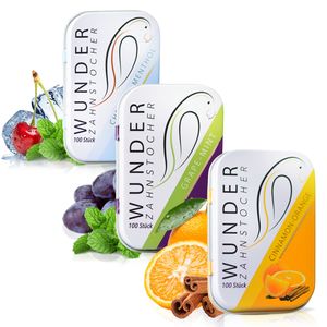 Wunder Zahnstocher - DS Set - Tasty Pack - Kirsche-Menthol, Traube-Minze, Zimt-Orange, Geschmack:Kirsche-Menthol/Zimt-Orange/Traube-Minze