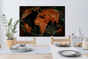 Wandtattoo Wandsticker Wandaufkleber Weltkarte - Pflanzen - Globus 90x60 cm Selbstklebend und Repositionierbar