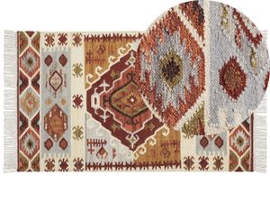 BELIANI Kelímový koberec viacfarebný vlna a bavlna 80 x 150 cm ručne tkaný boho patchworkový vzor so strapcami