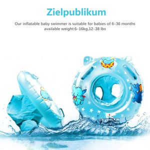 Babyschwimmring, Babyschwimmhilfe mit Badesitz, blauer Elefant, geeignet für 6 Monate bis 36 Monate