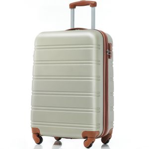 Flieks Reisekoffer mit Universalrad, Trolley Hartschalenkoffer Handgepäck Koffer mit Schwenkrollen, M, 35x23x57cm, Grün Braun