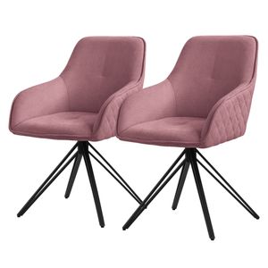 ML-Design 2x Esszimmerstuhl drehbar, Altrosa, aus Textil Webstoff mit Metallbeine