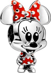 Pandora Disney Charm 798880C02 Disney Minnie Dotted Dress And Bow Silber 925 Rot Schwarz Emaille