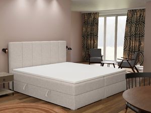 FEDVE Boxspringbett Schlafzimmerbett JUKON mit 2 Bettkästen, Doppelbett mit Bonell-Matratze und Topper 160x200