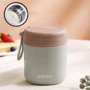 430ml Müslibecher to Go Becher, Müslibecher mit Löffel, für Kinder Erwachsene, Edelstahl thermo Lunchbox, Thermobehälter, (Grün)