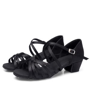 Mädchen Leichte Latin Schuhe Rutschfeste Knöchelriemen Sandalen Ballsaal Tanzen,Farbe: Schwarz,Größe:EU 30