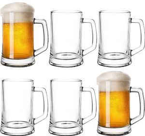 PLATINUX Bierseidel mit Henkel 0,5 Liter Set 6 Teilig Bierkrüge Biergläser Maßkrug aus Glas Beer