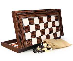 Luxus Classic Ebenholz Optik Wood Backgammon Tavla XXL