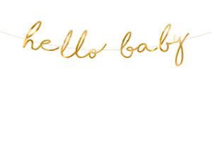 Girlande Banner Hello Baby 18x70cm gold