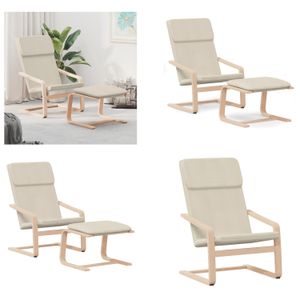 vidaXL Fotel Relax z taboretem w kolorze kremowym - Fotel Relax z taboretem - Fotel Relax z taboretami - Fotel Relax z podnóżkiem - Fotel