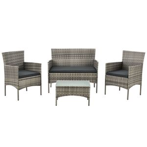Juskys Polyrattan Gartenmöbel-Set Fort Myers Beige – Balkonmöbel-Set mit Tisch, Sofa & 2 Stühlen – Sitzgruppe 4 Personen mit Auflagen Grau Juskys Polyrattan Gartenmöbel-Set Fort Myers Beige – Balkonmöbel-Set mit Tisch, Sofa & 2 Stühlen – Sitzgruppe 4 Personen mit Auflagen Grau