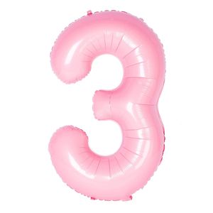 Oblique Unique Folien Luftballon mit Zahl 3 für Kinder Geburtstag Mädchen Jubiläum Party Deko Ballon rosa