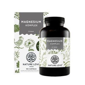 Nature Love® Magnesium Komplex | 180 Kapseln | 400 mg elementares Magnesium je Tagesdosis | mit 5 verschiedenen Magnesiumformen | hochdosiert | vegan