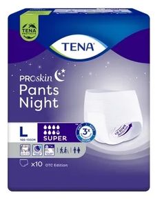 Tena Pants ProSkin Majtki chłonne super night L, 10 sztuk - Długi termin ważności!